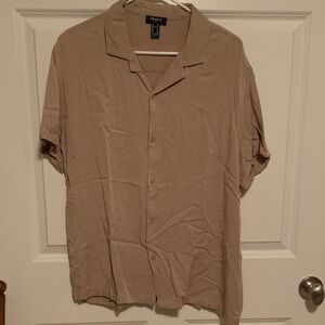 Forever 21 Men's Casual Tan Button Down Shirt